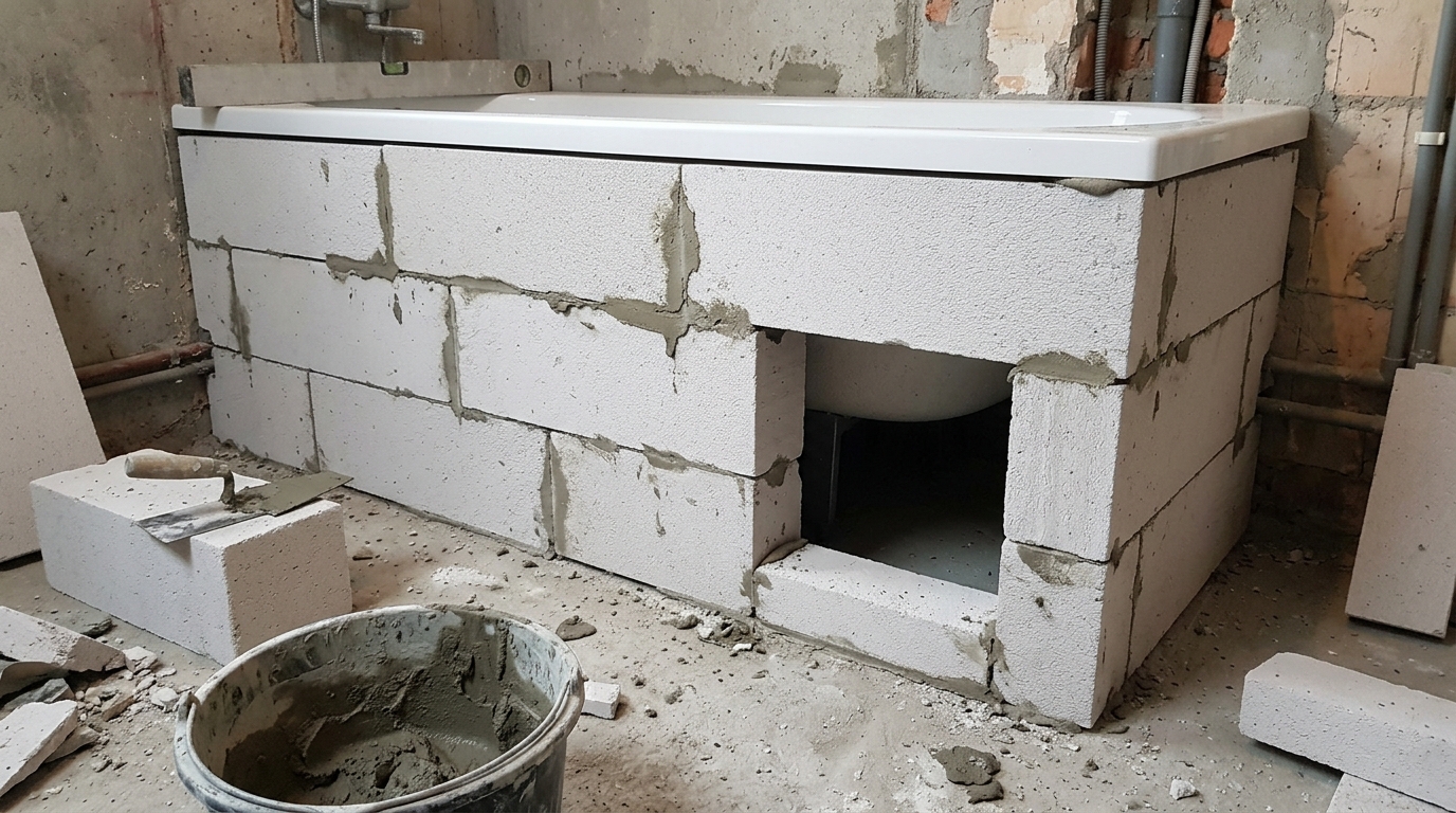 Каркас экрана из газобетона
